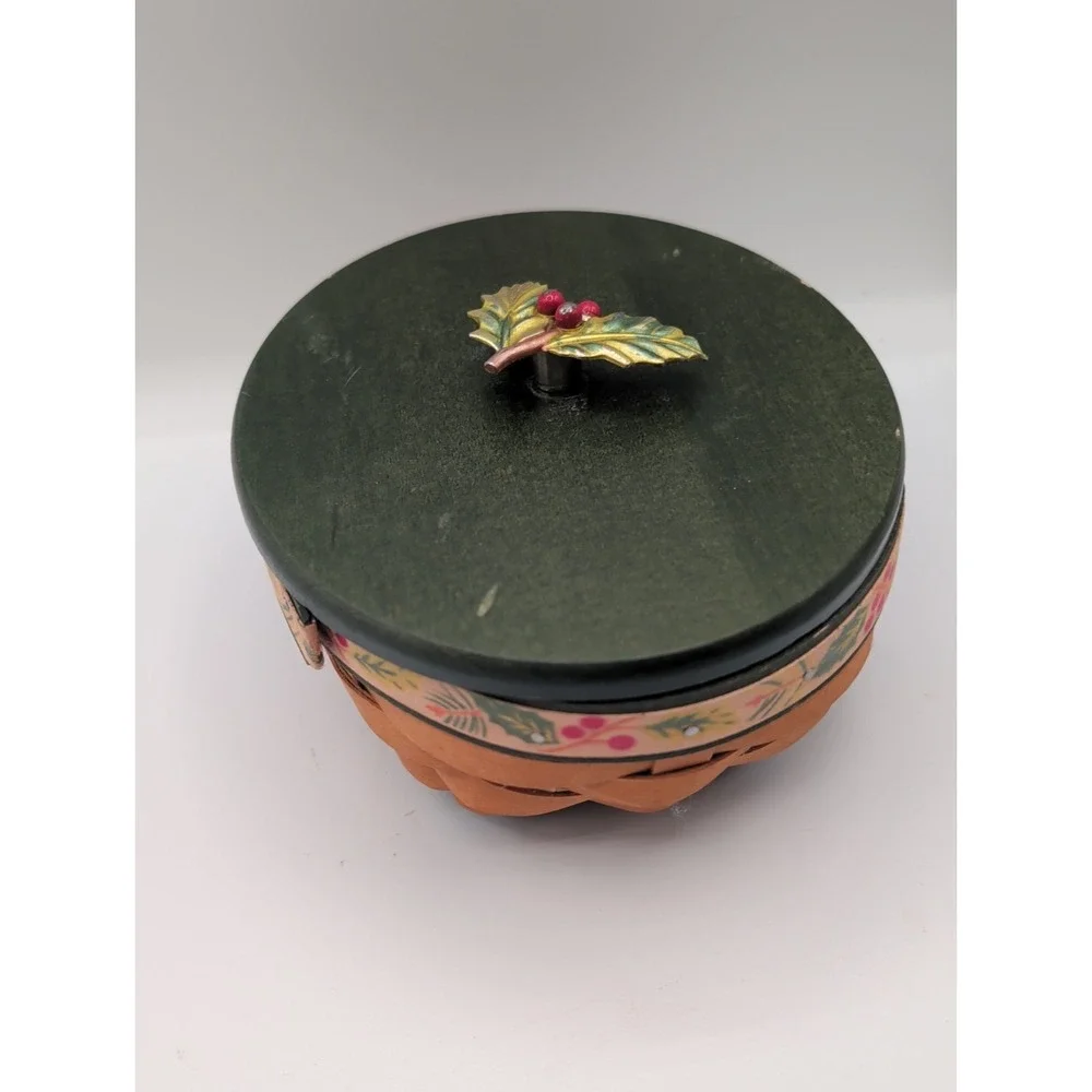 Longaberger 2011 Tree Trimming Little Holly Berry Basket Set Lid Protector & Tag